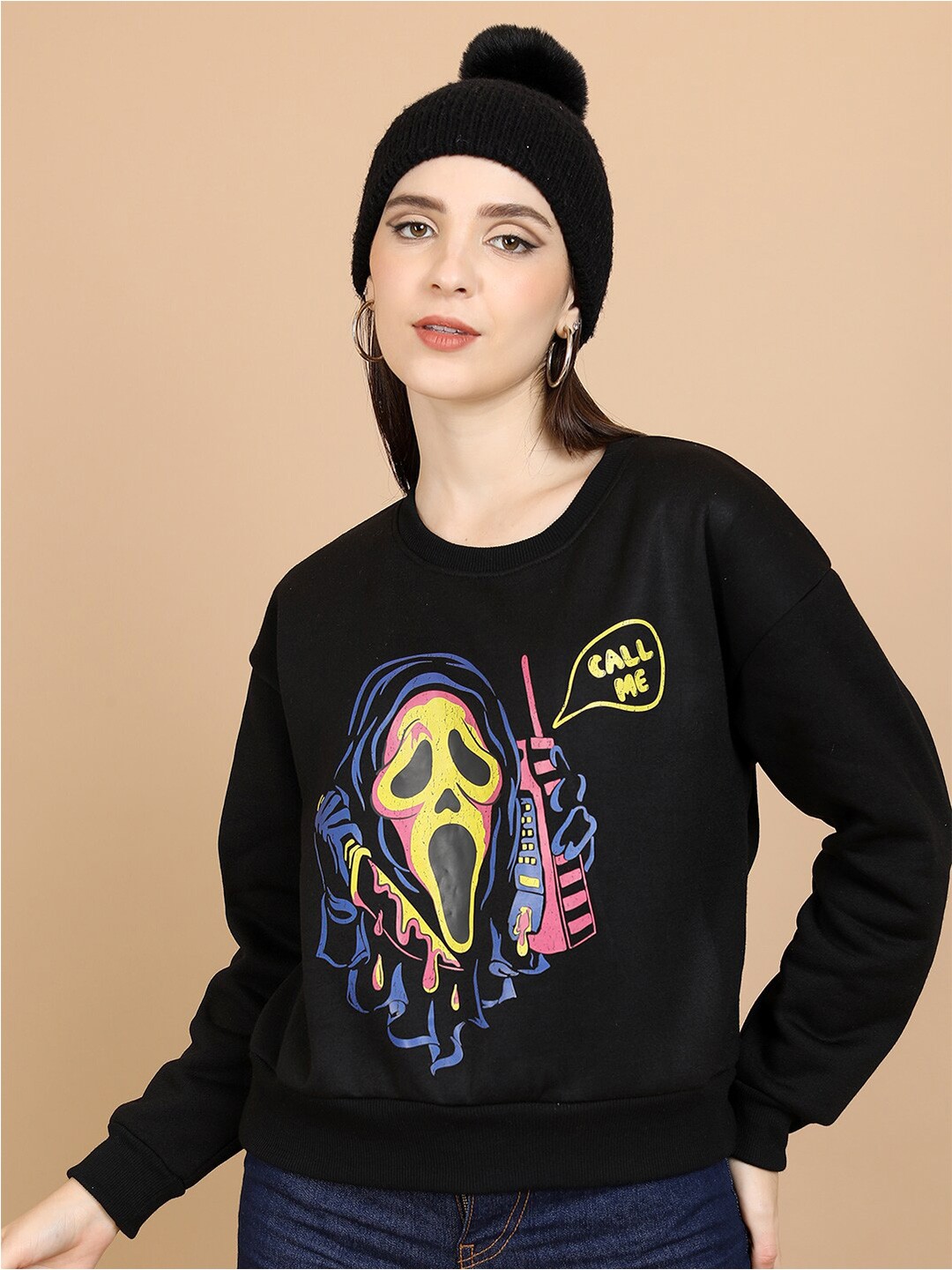 

Tokyo Talkies Graphic Printed Relaxed Fit Sweatshirt, Black