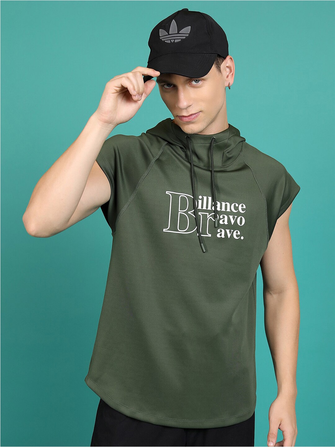 

HIGHLANDER Typography Printed Hooded Sweatshirt, Green