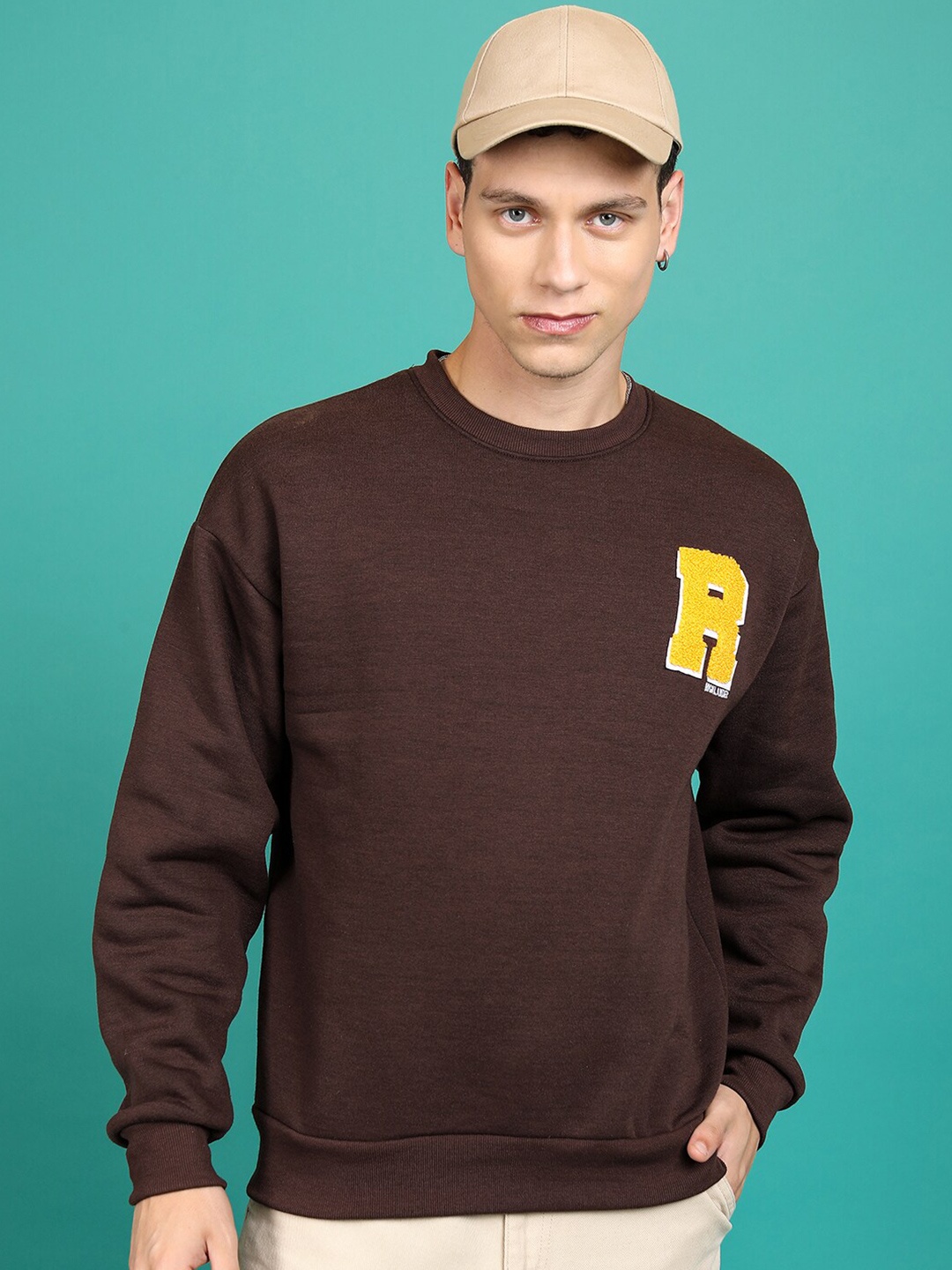 

HIGHLANDER Brown Relaxed Round Neck Pullover Sweatshirt