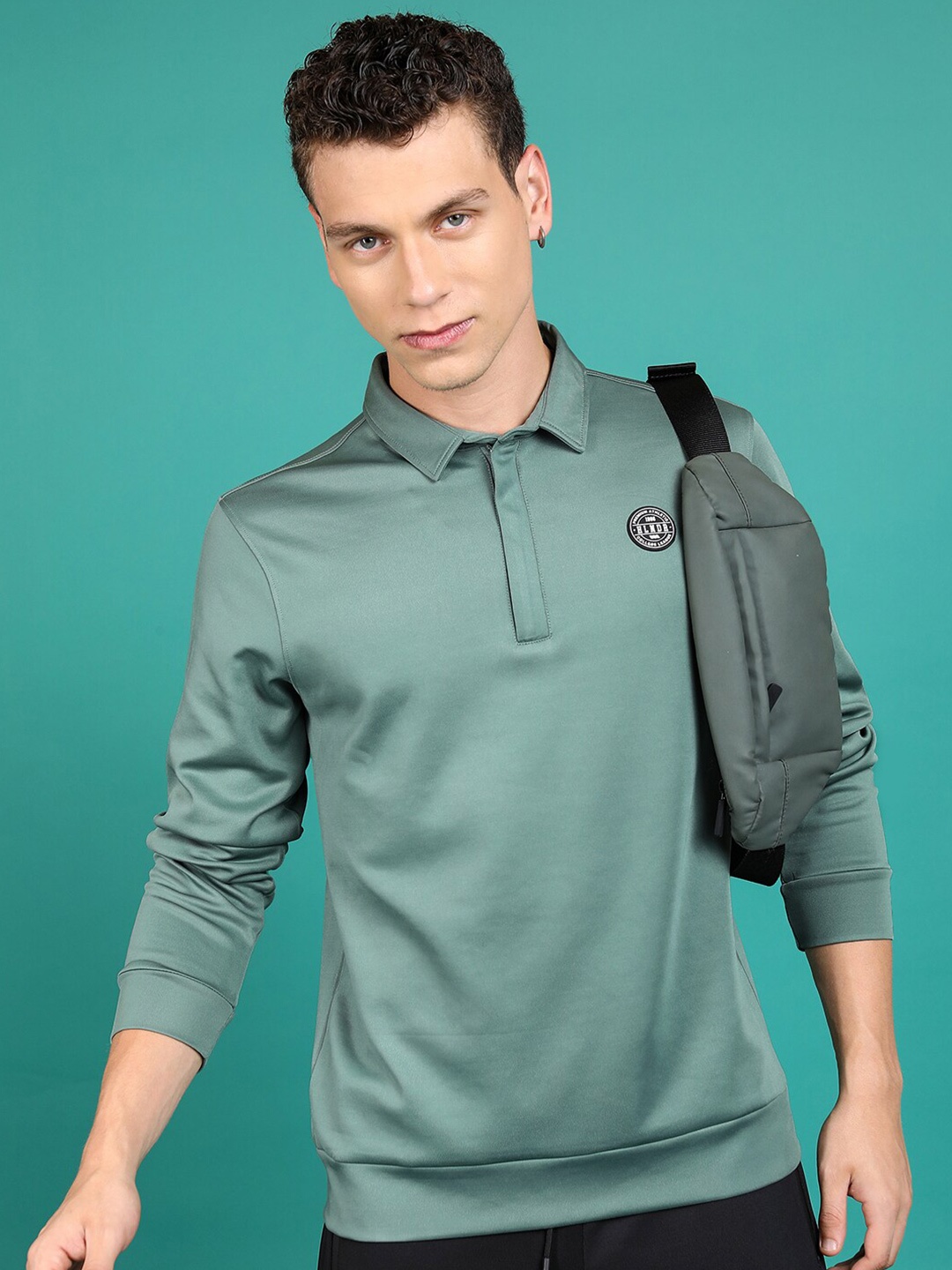 

HIGHLANDER Shirt Collar Sweatshirt, Green