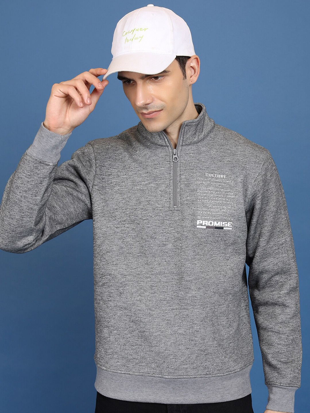 

HIGHLANDER Grey High Neck Long Sleeves Pullover Sweatshirt