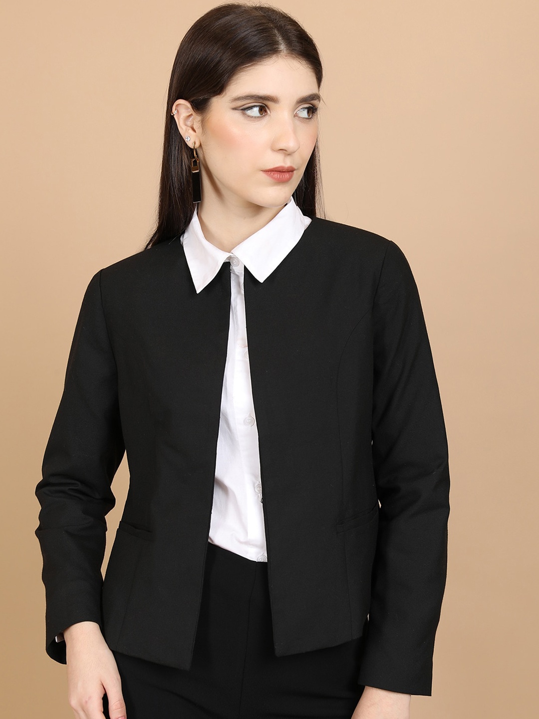 

CHIC BY TOKYO TALKIES Single-Breasted Casual Blazer, Black