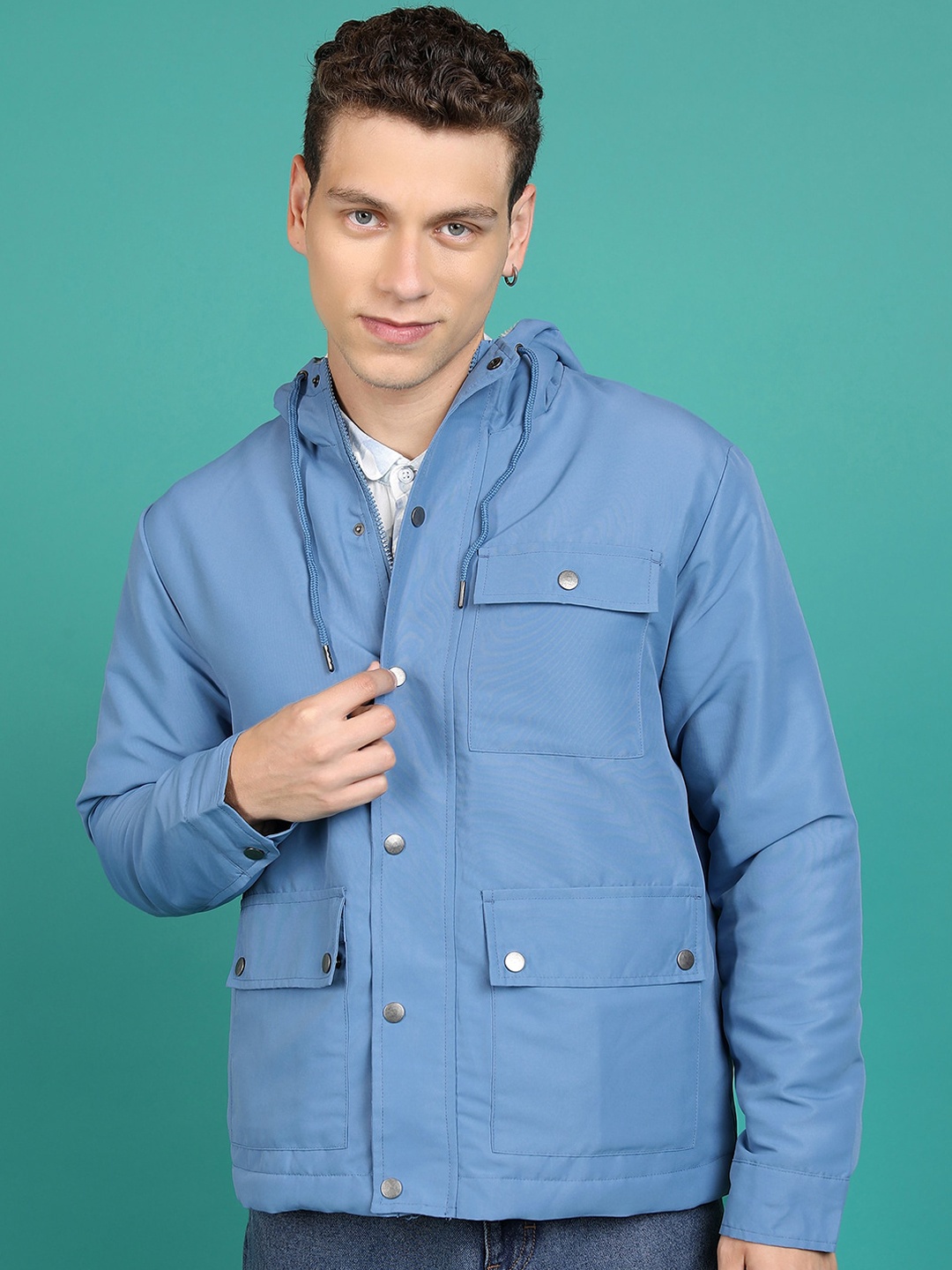 

HIGHLANDER Hooded Bomber Jacket, Blue
