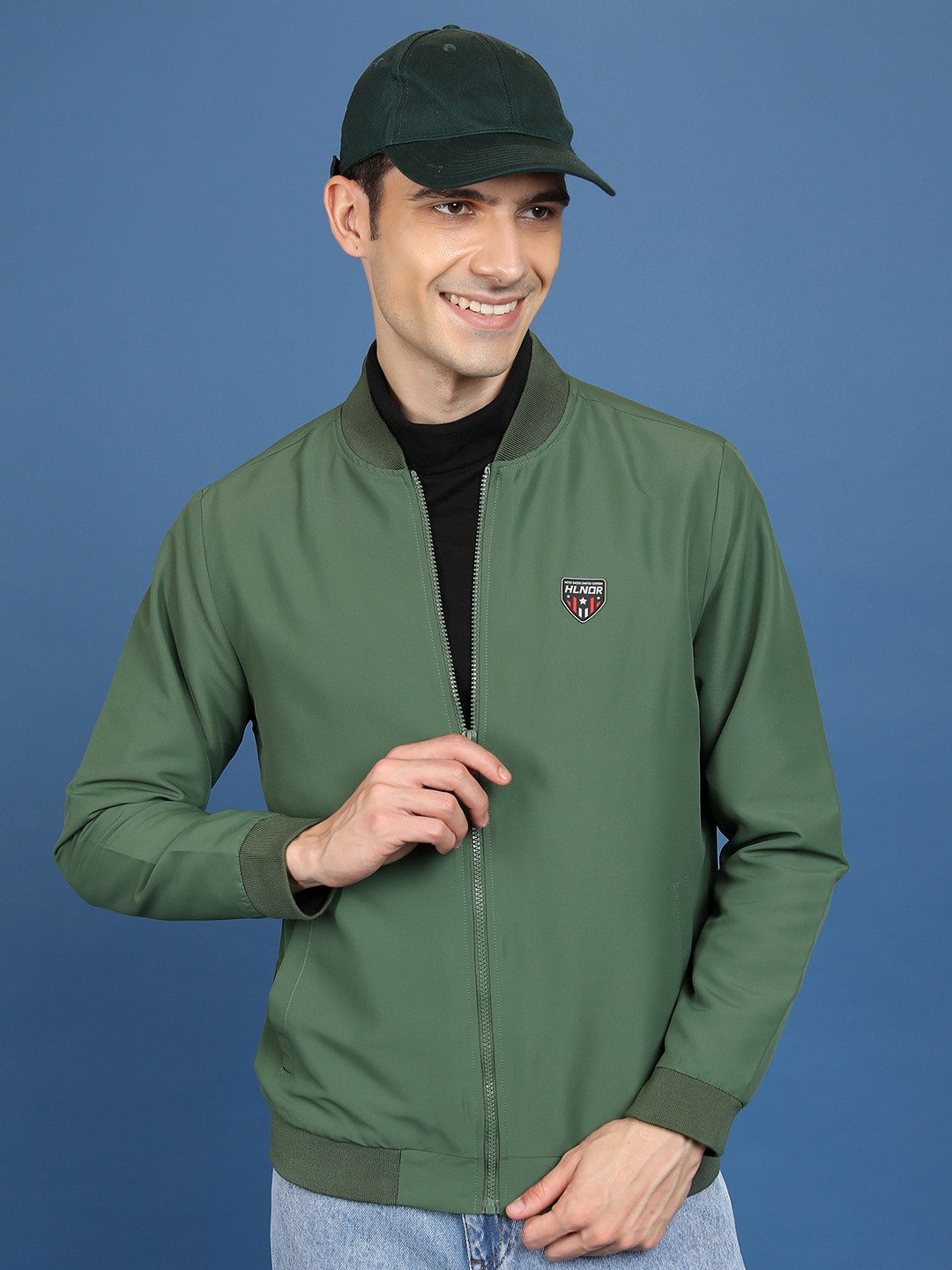 

HIGHLANDER Stand Collar Long Sleeves Bomber Jacket, Olive