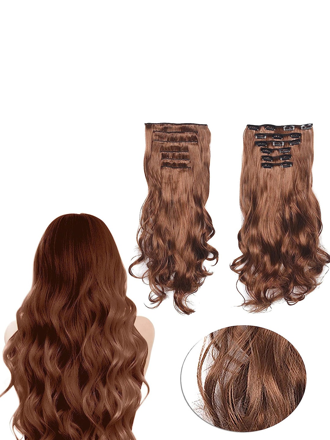 

FOCALLURE Set Of 8 Clip-In Hair Extension Wavy Like Real Hair - Light Brown 14