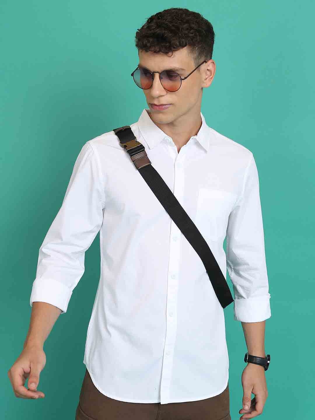 

HIGHLANDER Slim Fit Cotton Casual Shirt, White