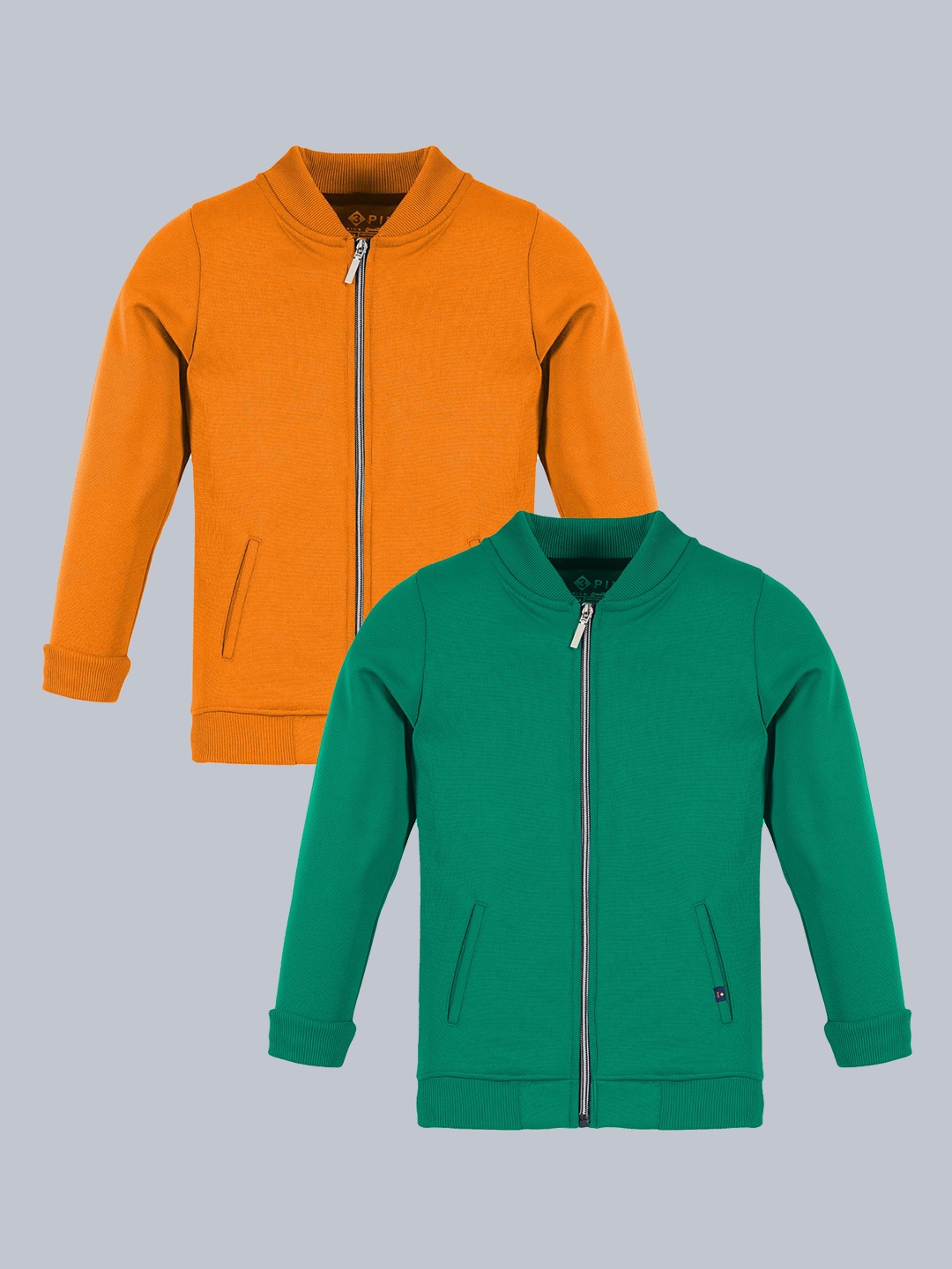 

3PIN Boys Pack Of 2 Mock Collar Fleece Lightweight Bomber Jacket, Orange