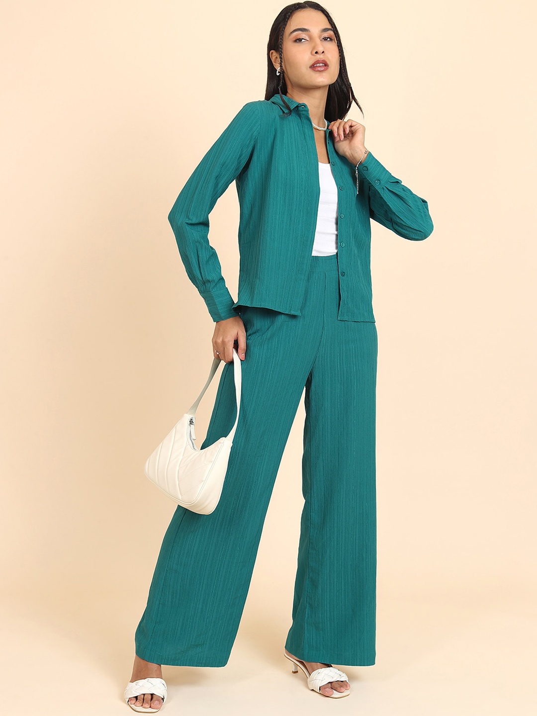 

Tokyo Talkies Pleated Shirt With Trousers, Teal