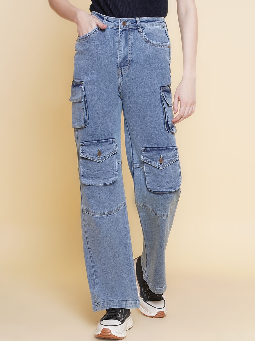 

VESTIDO MODAS Women Straight Fit High-Rise Cotton Stretchable Jeans, Blue
