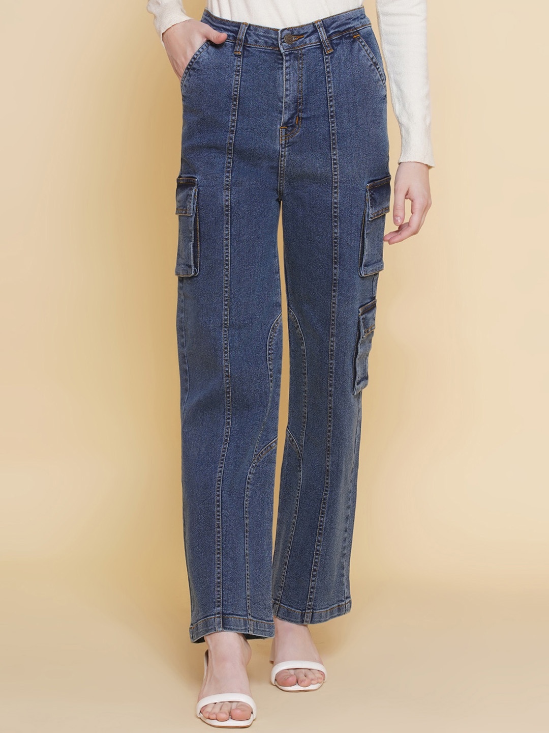 

VESTIDO MODAS Women Straight Fit High-Rise Cotton Stretchable Jeans, Blue