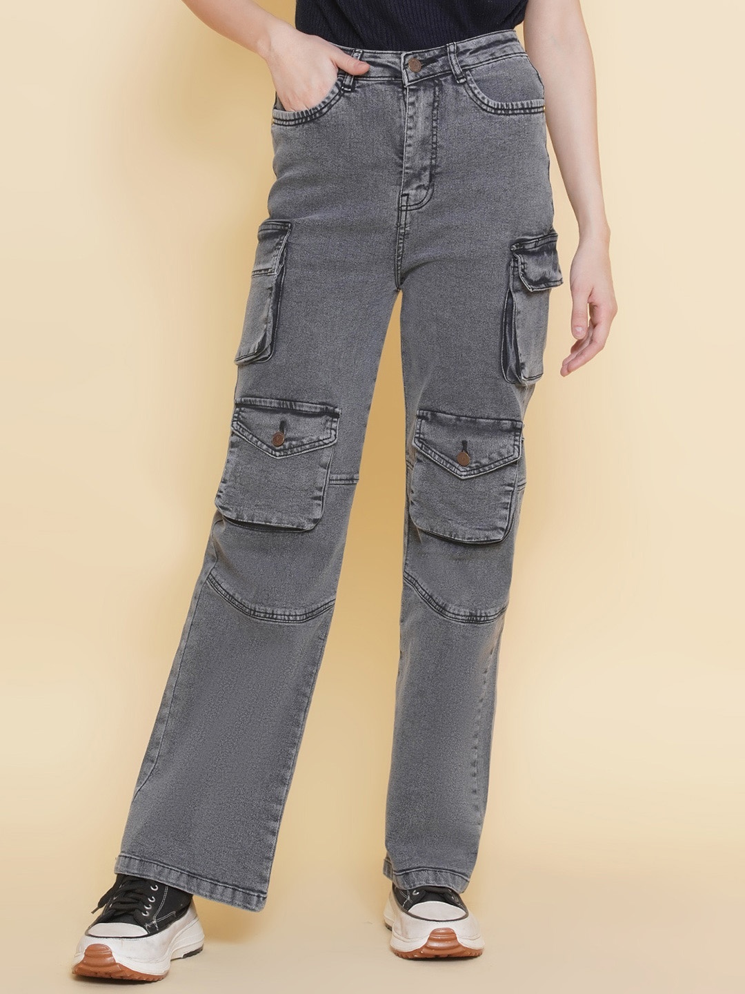 

VESTIDO MODAS Women Straight Fit High-Rise Clean Look Stretchable Jeans, Grey