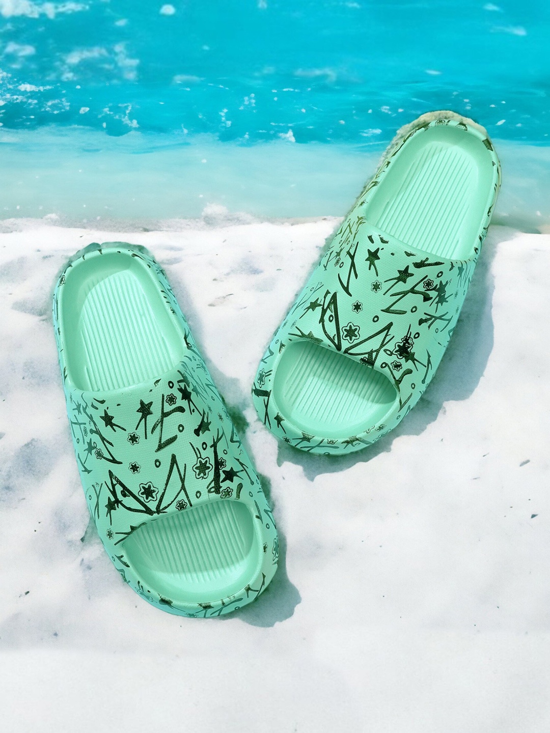 

Pampy Angel Women Printed Croslite Sliders, Green