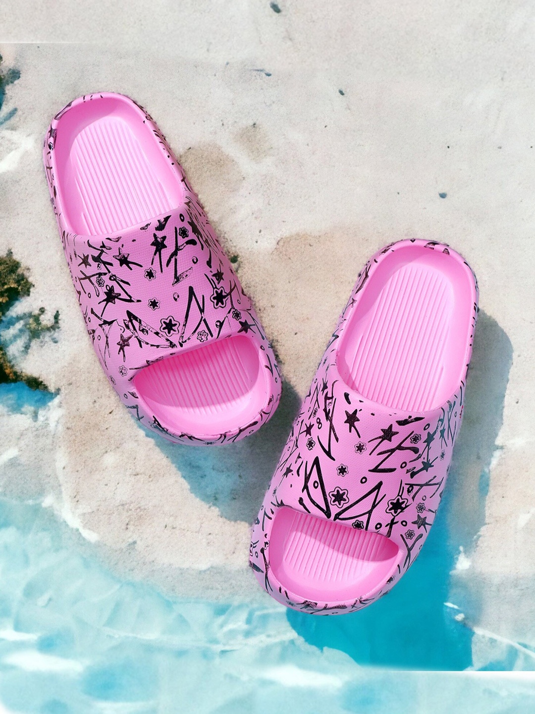 

Pampy Angel Women Floral Printed Croslite Sliders, Pink