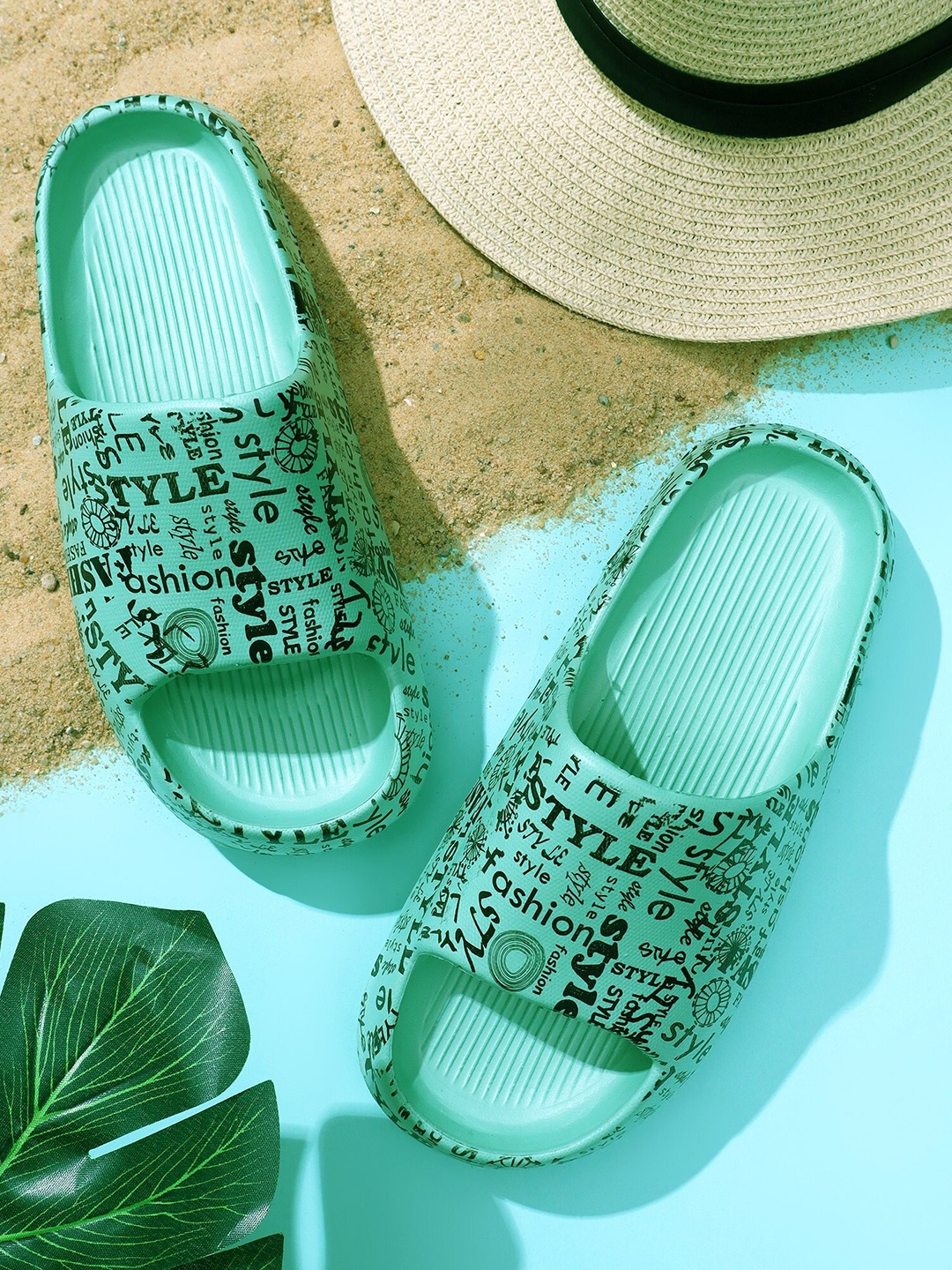 

Pampy Angel Women Printed Croslite Sliders, Green