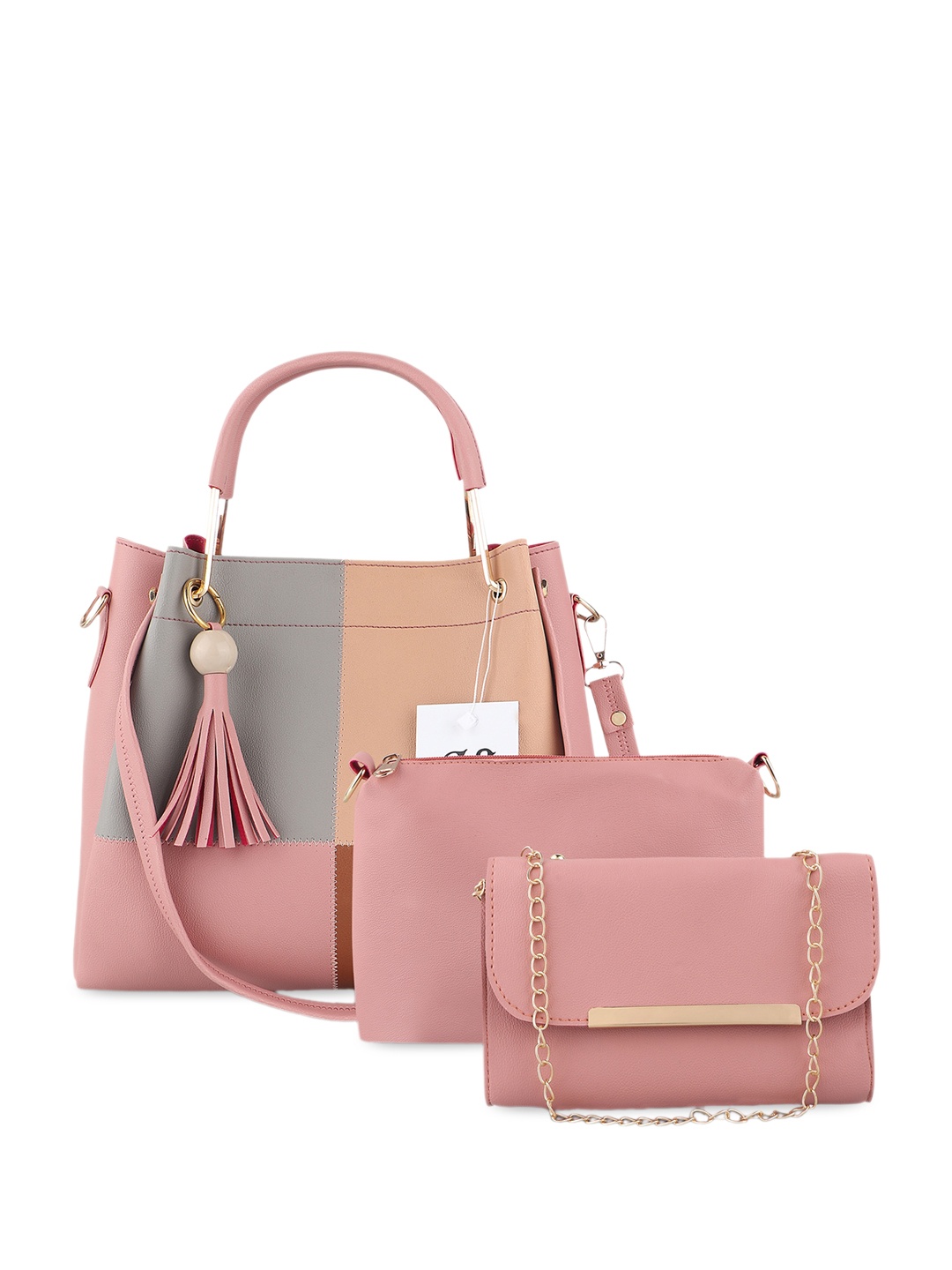 

LIKE STYLE Pack Of 3 Colourblocked Shoulder Bag, Pink