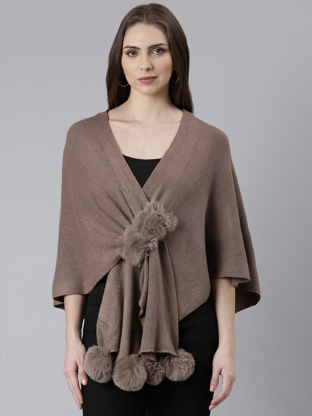 

SHOWOFF Acrylic Poncho, Taupe