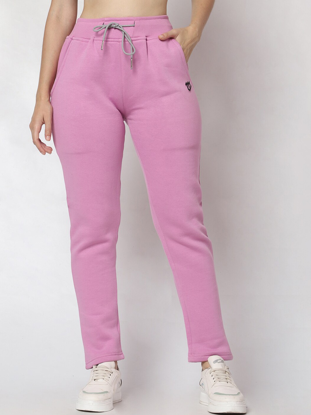 

Mark Leute Women Mid Rise Fleece Track Pants, Pink