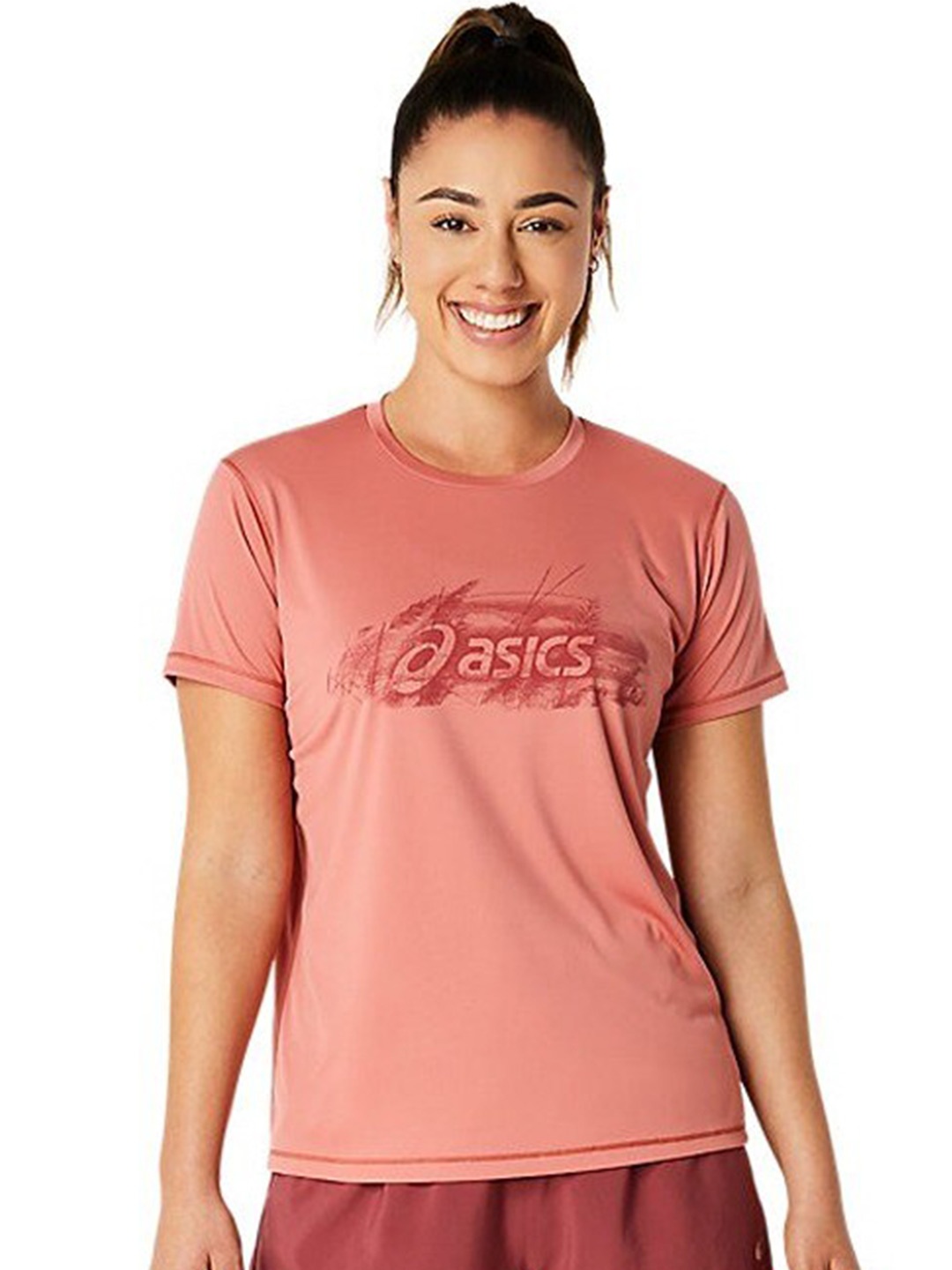 

ASICS Nagino Run SS Graphic Printed Round Neck T-Shirt, Red