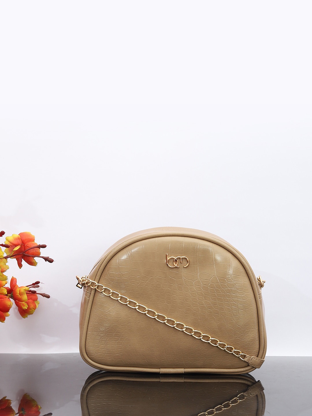 

Bagsy Malone Textured Half Moon Sling Bag, Camel brown