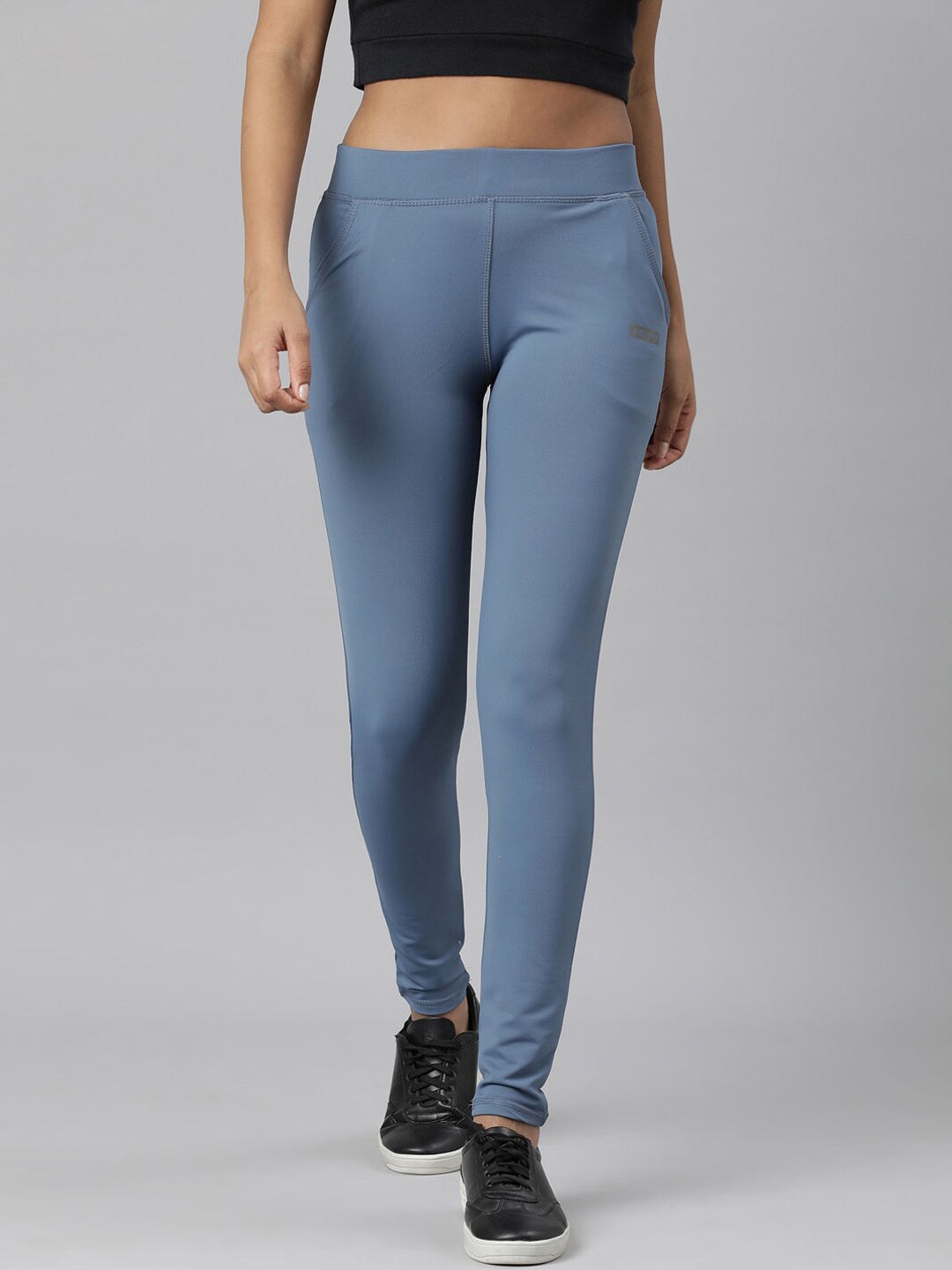 

SHOWOFF Women Slim-Fit High-Rise Track Pants, Blue