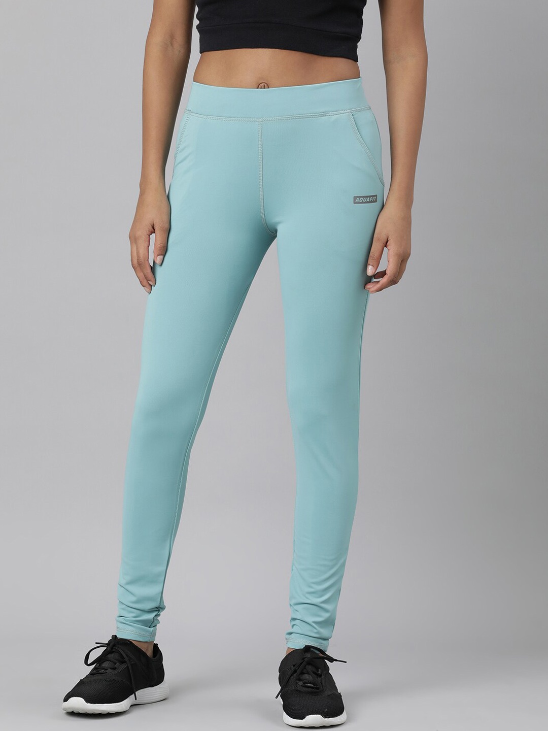 

SHOWOFF Women Slim-fit Mid-Rise Track Pants, Turquoise blue