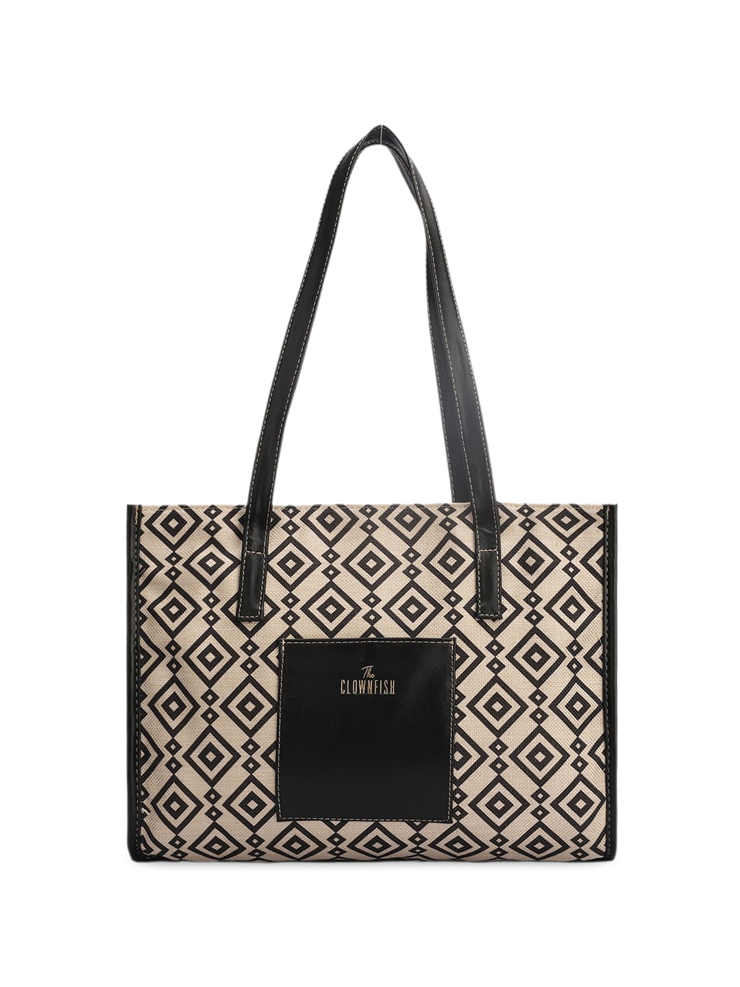 

THE CLOWNFISH Ivan Geometric Printed Shoulder Bag, Black