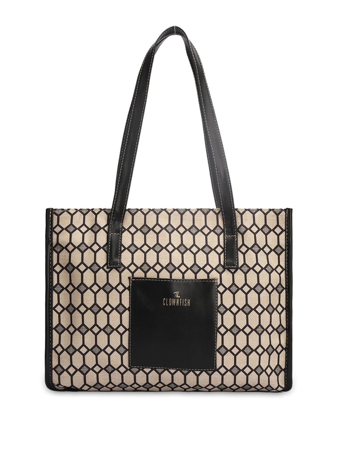 

THE CLOWNFISH Ivan Geometric Printed Shoulder Bag, Black