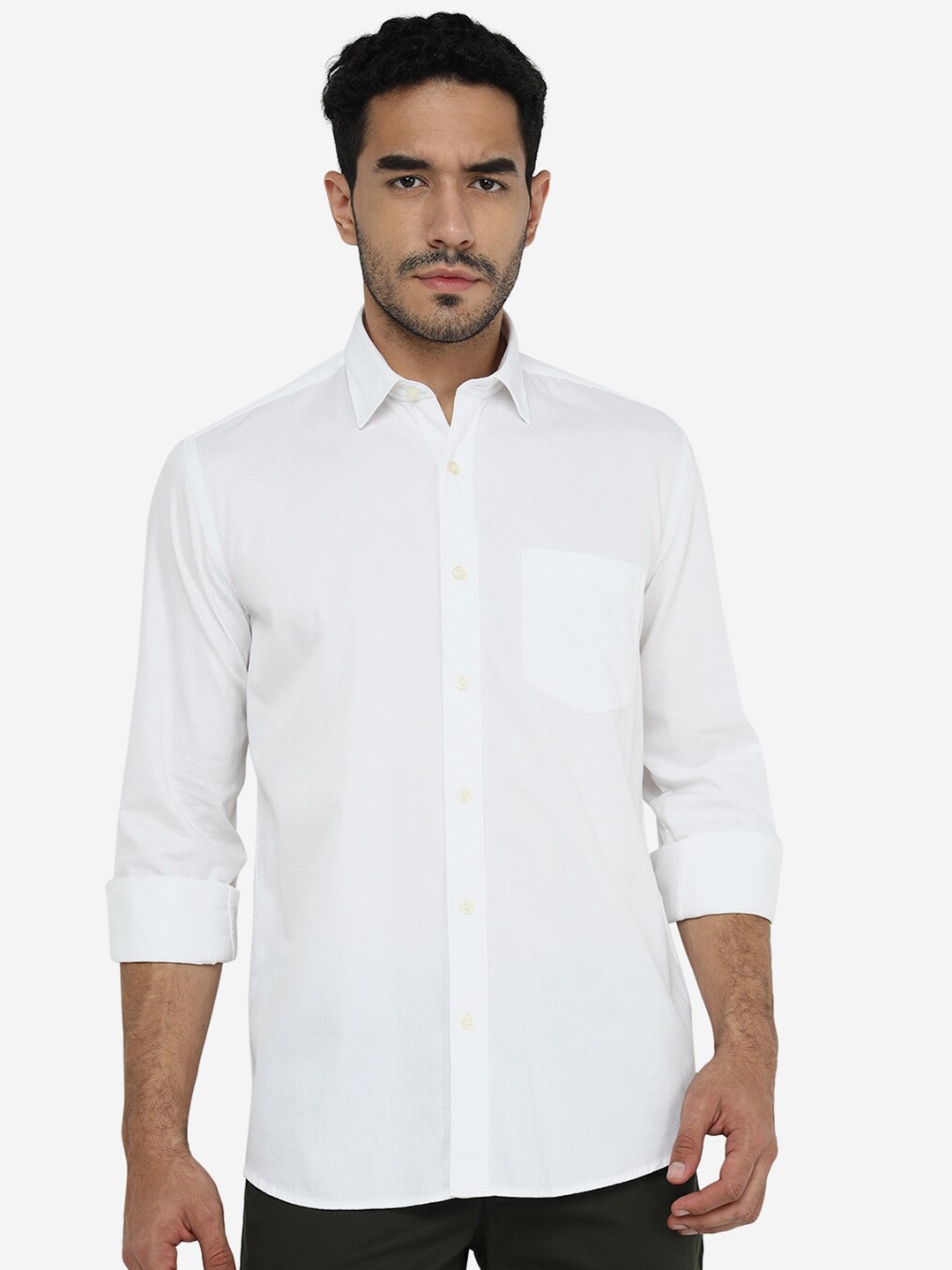 

JADE BLUE Slim Fit Cotton Casual Shirt, White