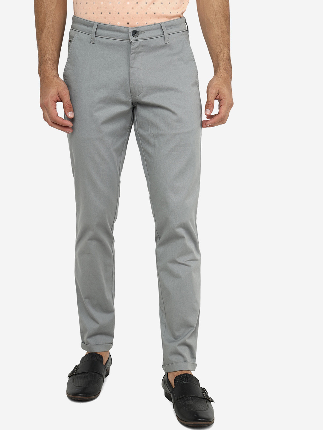 

Greenfibre Men Mid-Rise Slim Fit Cotton Trousers, Grey