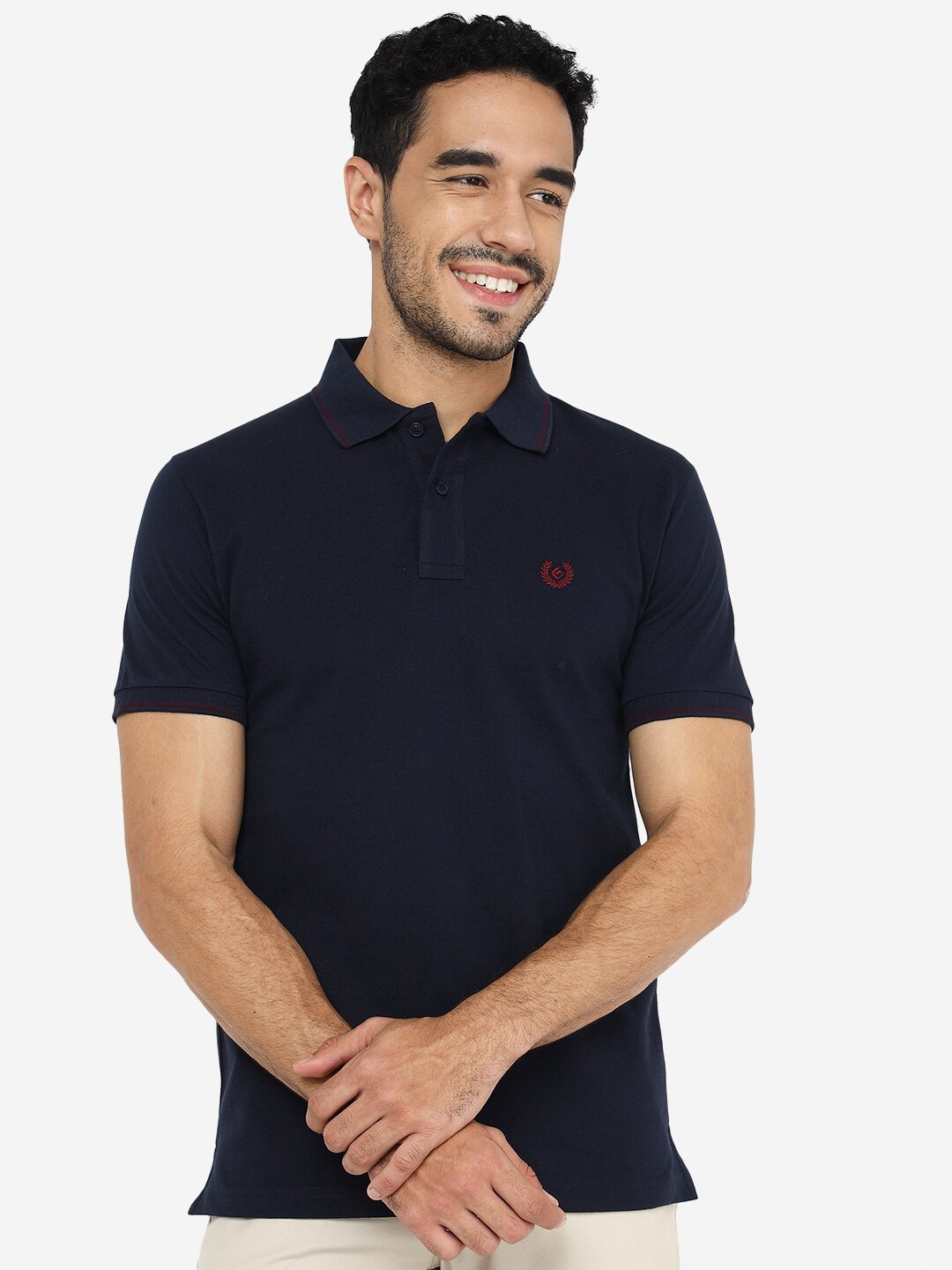 

Greenfibre Polo Collar Cotton Slim Fit T-shirt, Navy blue