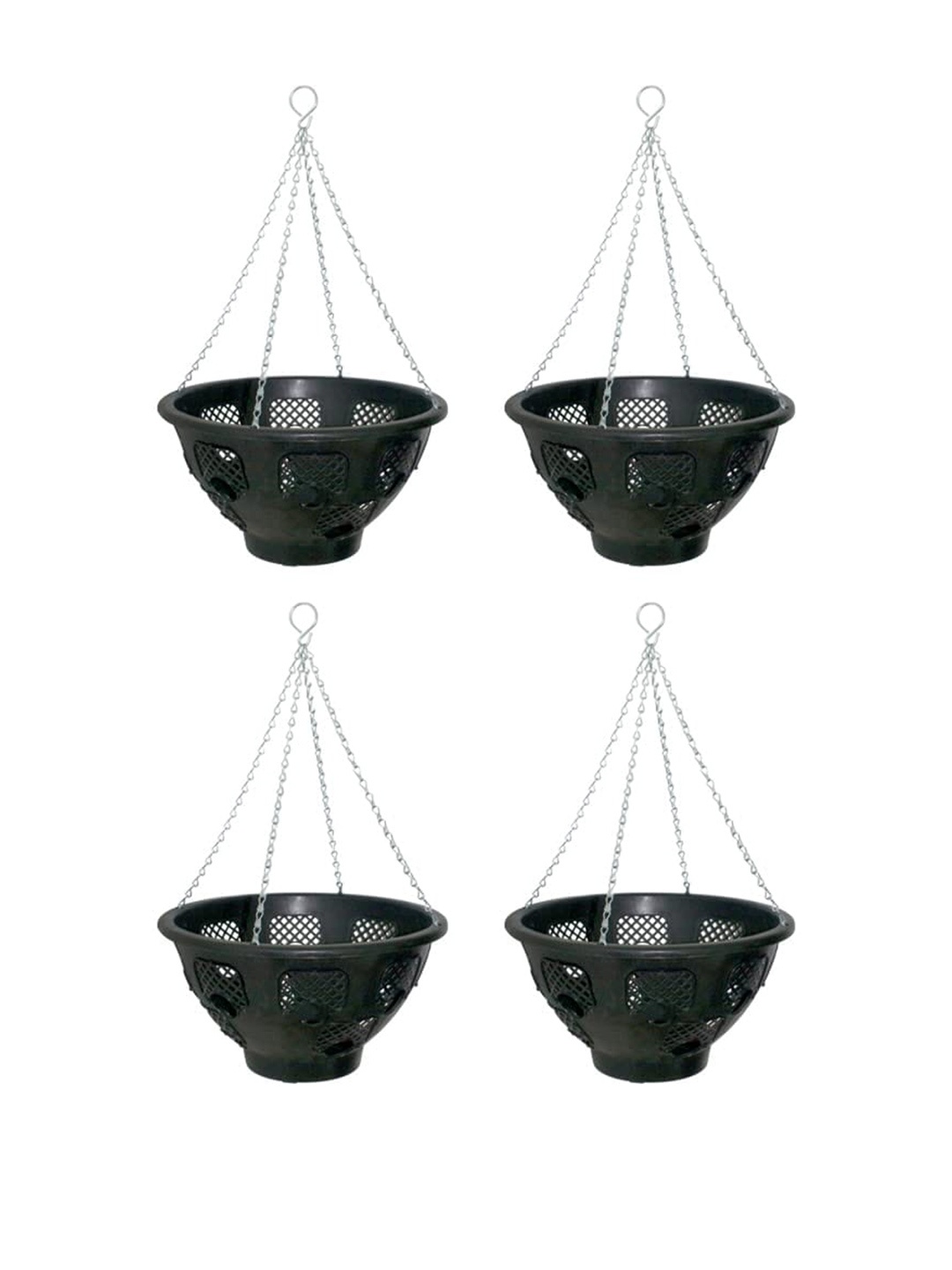

Garden Deco Black 4 Pieces Hanging Basket With Chain Planters