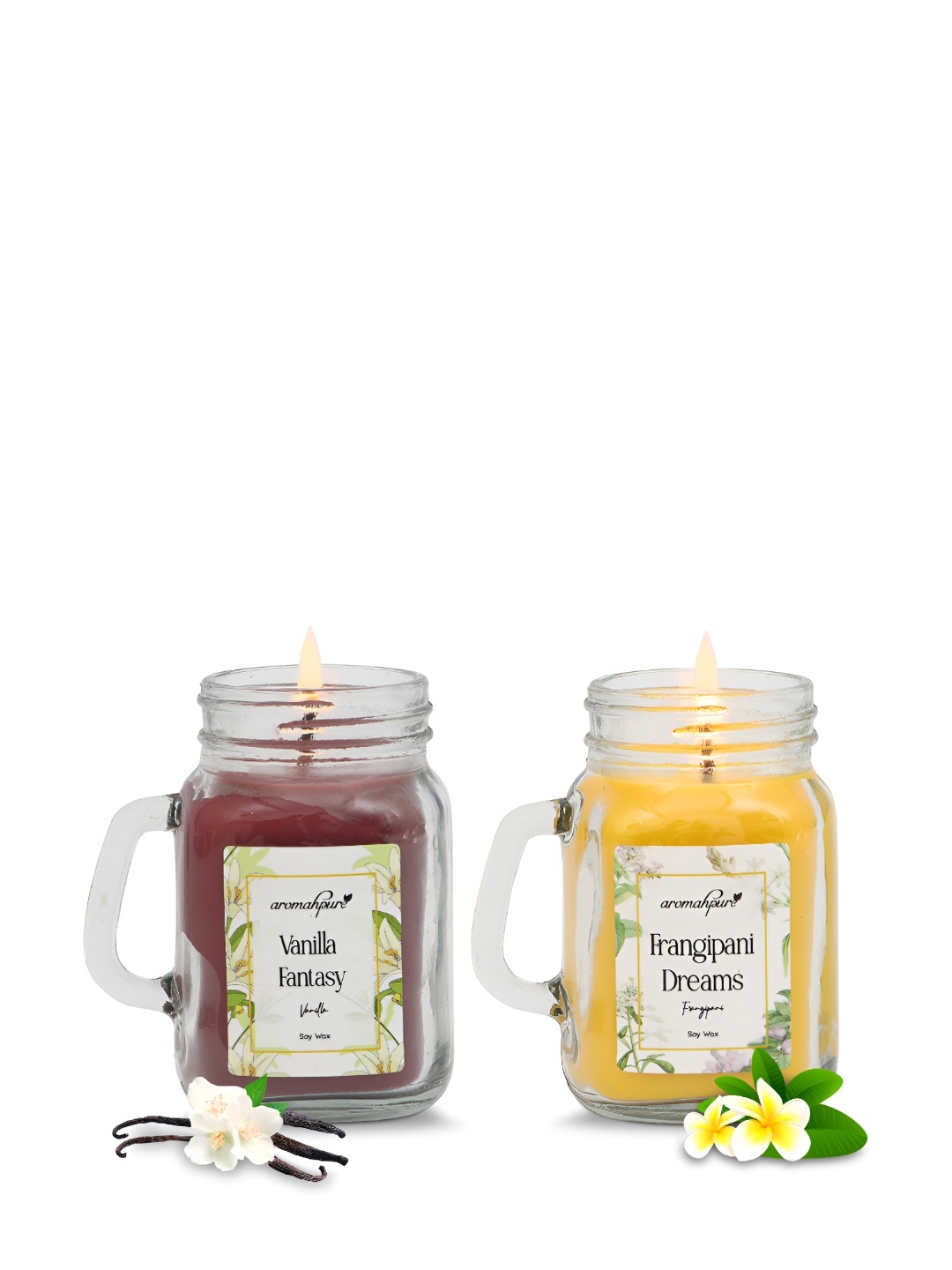 

Aromahpure Maroon & Yellow 2 Pieces Frangipani & Vanilla Candles