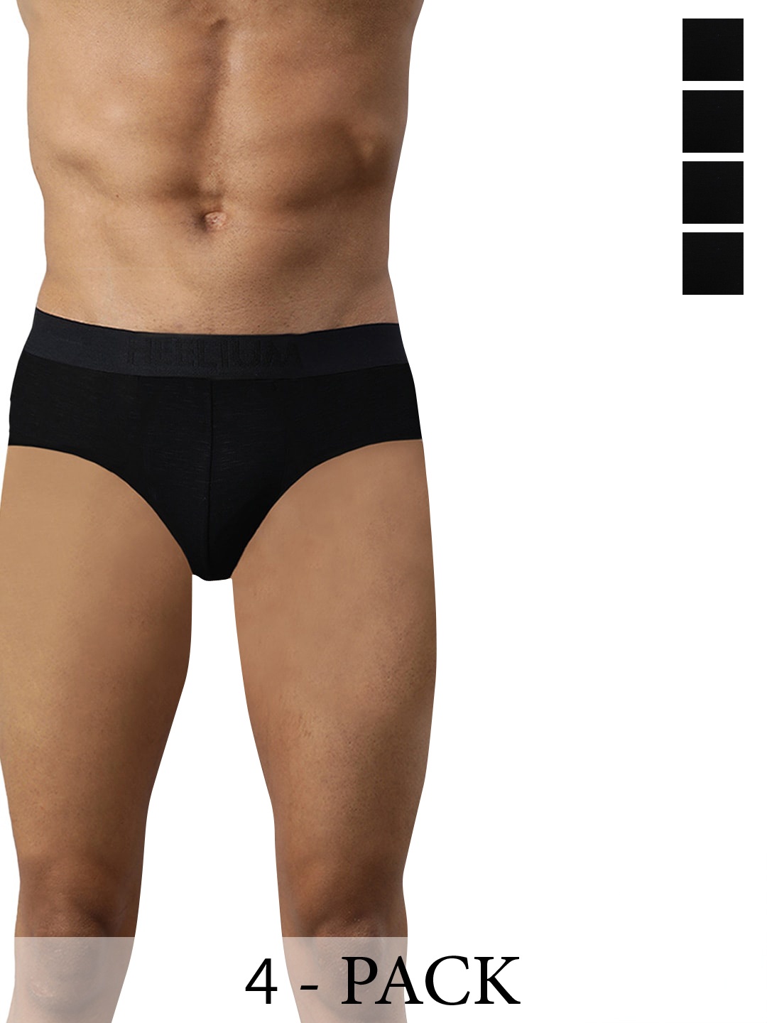 

Heelium Men Pack of 4 Bamboo Super Soft & Odour Free Comfort Fit Brief, Black
