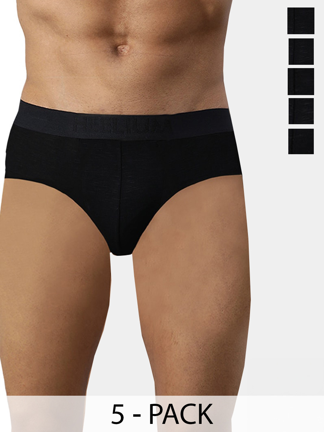 

Heelium Men Pack of 5 Bamboo Super Soft & Odour Free Comfort Fit Brief, Black
