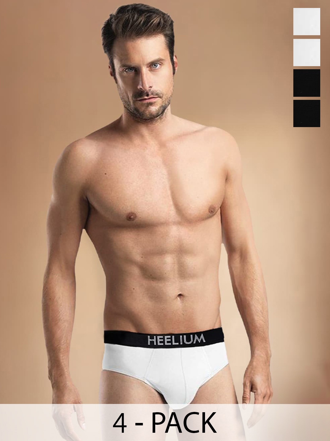 

Heelium Men Pack of 4 Bamboo Super Soft & Odour Free Comfort Fit Brief, Black