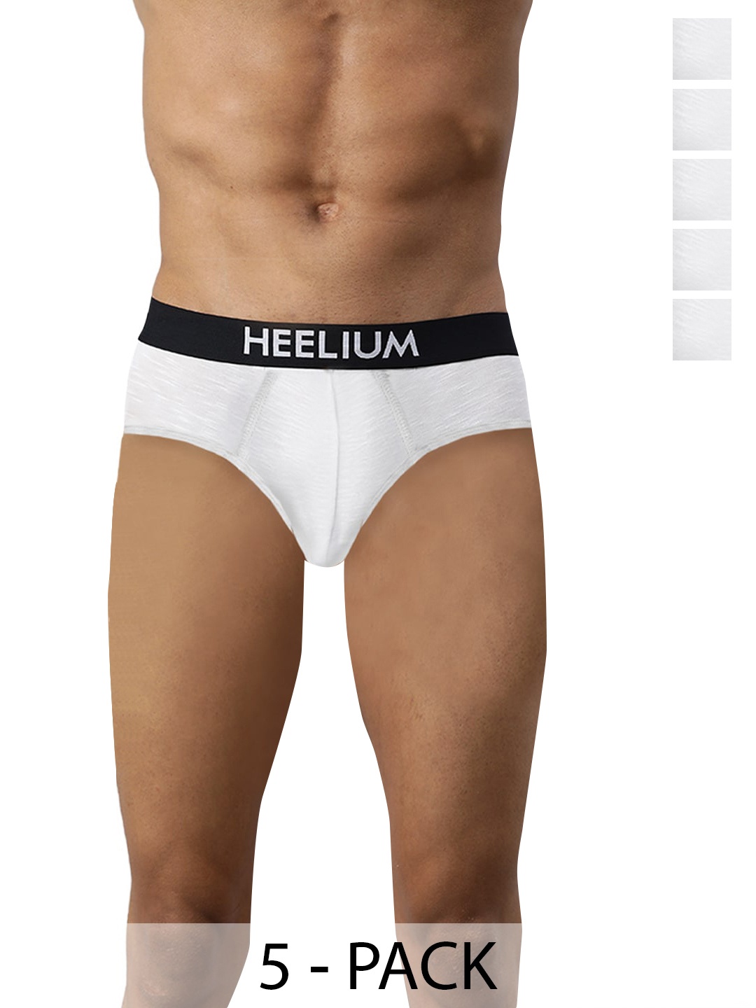 

Heelium Men Pack of 5 Bamboo Super Soft & Odour Free Comfort Fit Brief, White