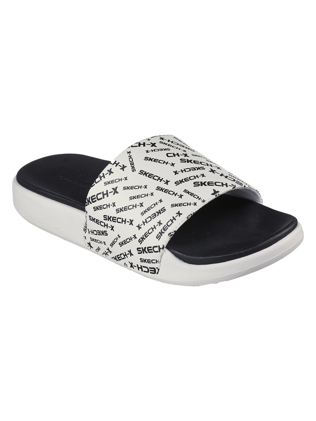 Skechers Men Brand Logo Printed Sliders, White
