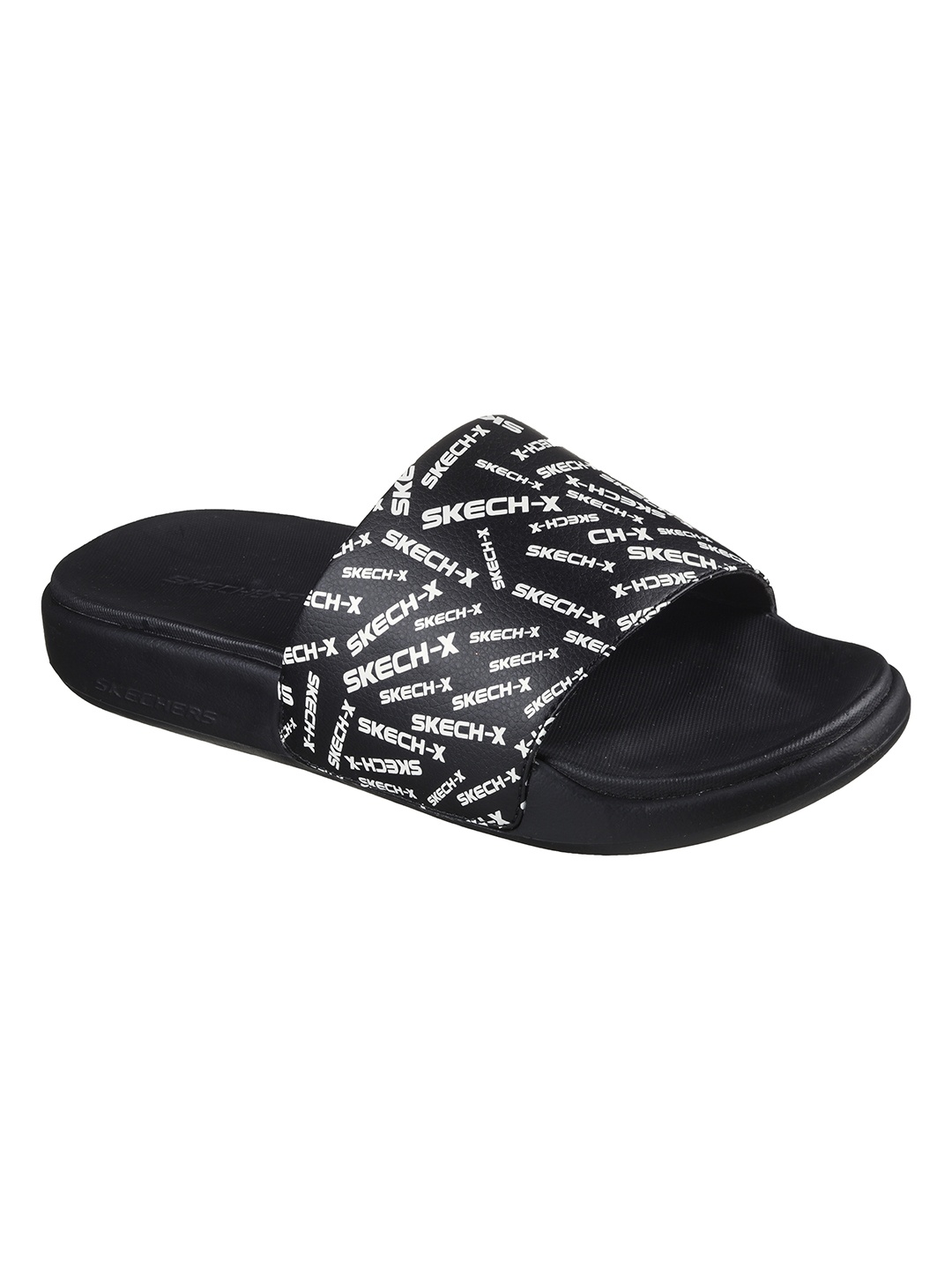 Skechers Men Brand Logo Printed Sliders, Black