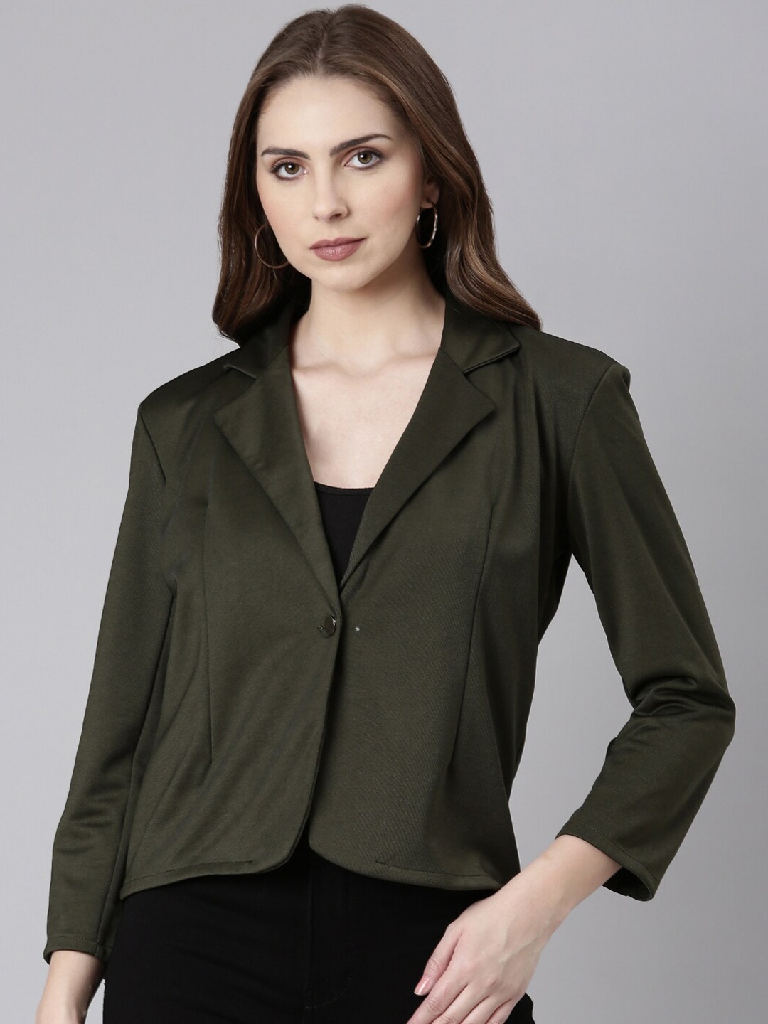 

SHOWOFF Single Breasted Formal Blazer, Olive