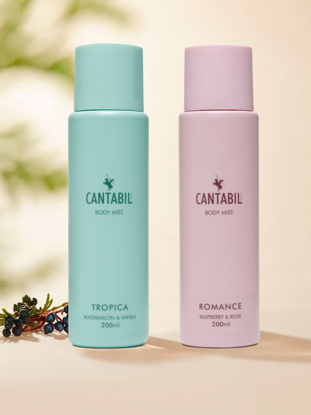 

Cantabil Set of 2 Romance-Tropica Raspberry & Rose Body Mist - 200ml Each, Blue