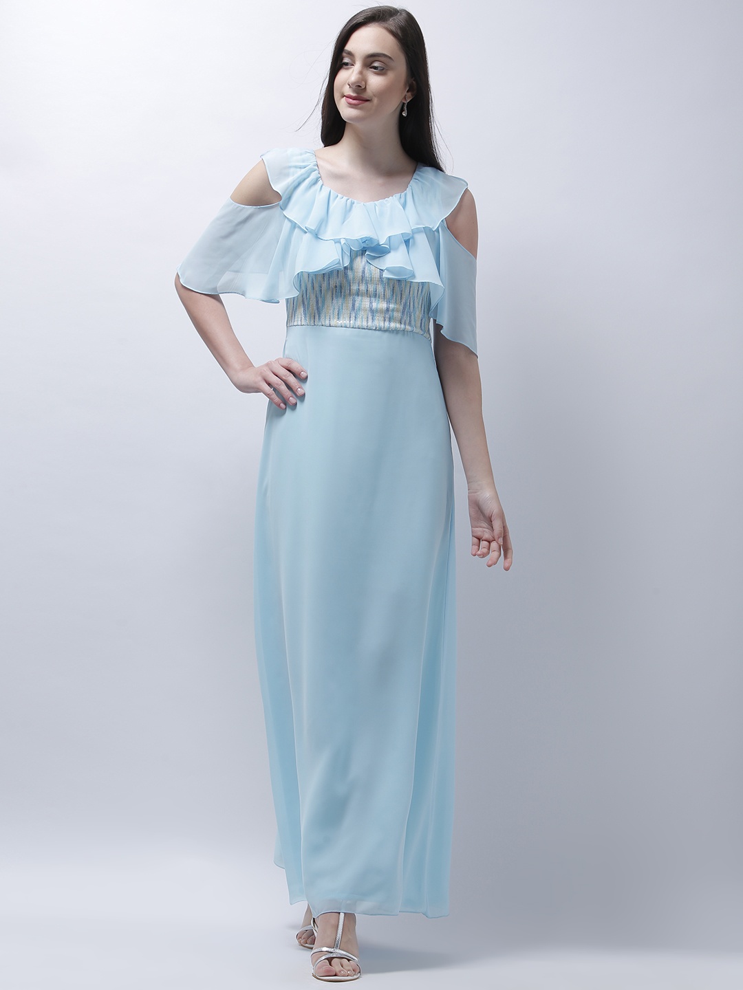 

Athena Women Blue Embellished Fit and Flare Dress