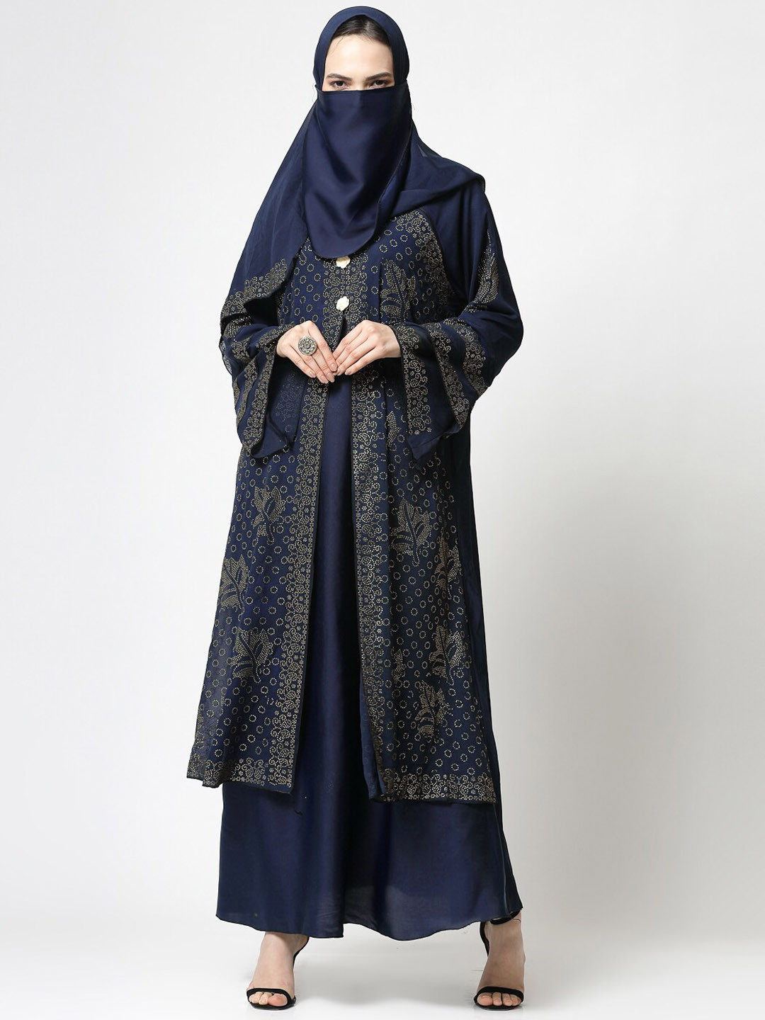 

KLOTTHE Embellished Burqa With Scarf, Blue