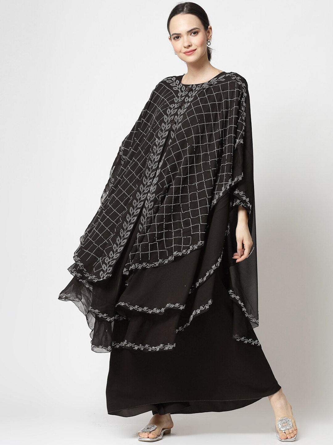 

KLOTTHE Embellished Flared Burqas With Scarves, Brown