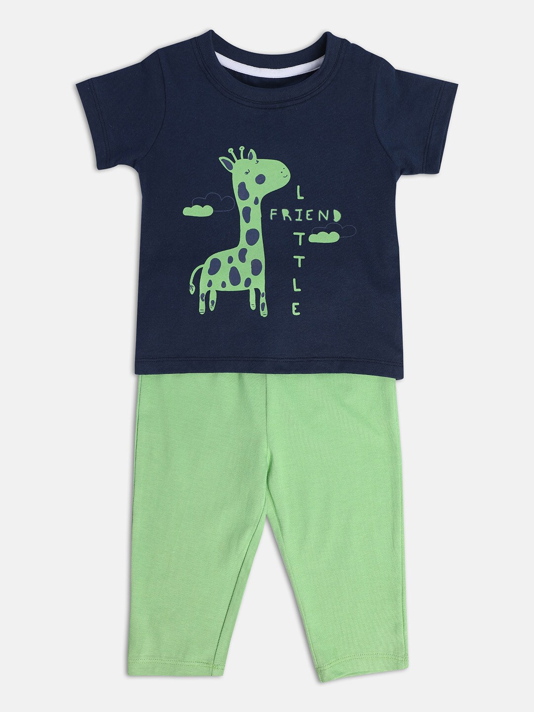 

MINI KLUB Infant Boys Printed Pure Cotton T-shirt With Trousers, Navy blue