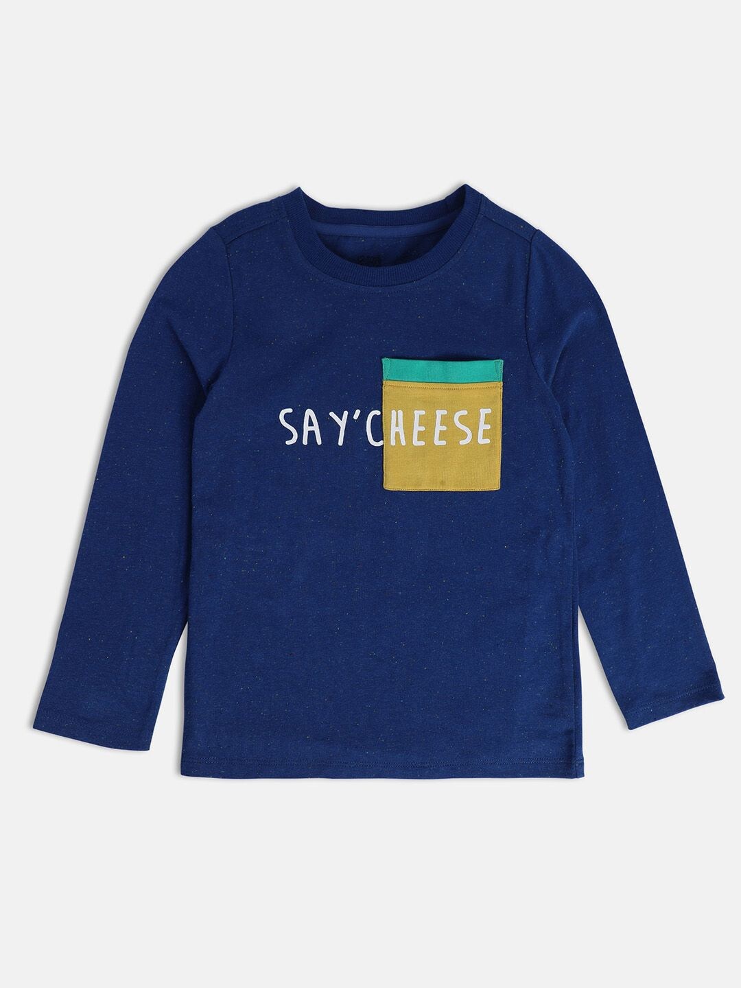 

MINI KLUB Boys Typography Printed Cotton T-shirt, Navy blue