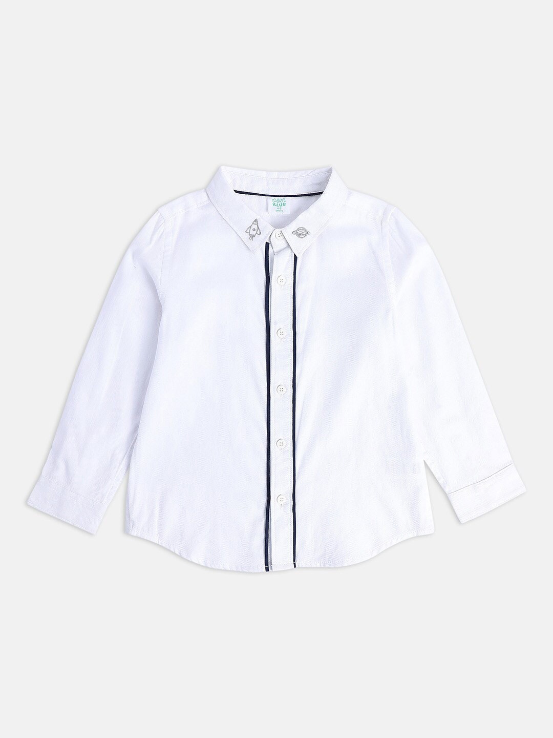 

MINI KLUB Boys Standard Spread Collar Long Sleeve Cotton Regular Fit Casual Shirt, White