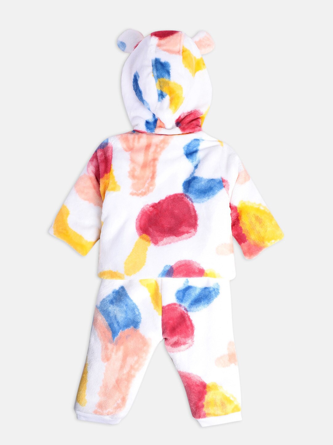 

MINI KLUB Infant Girls Printed Pure Cotton Hooded T-shirt With Trousers, White