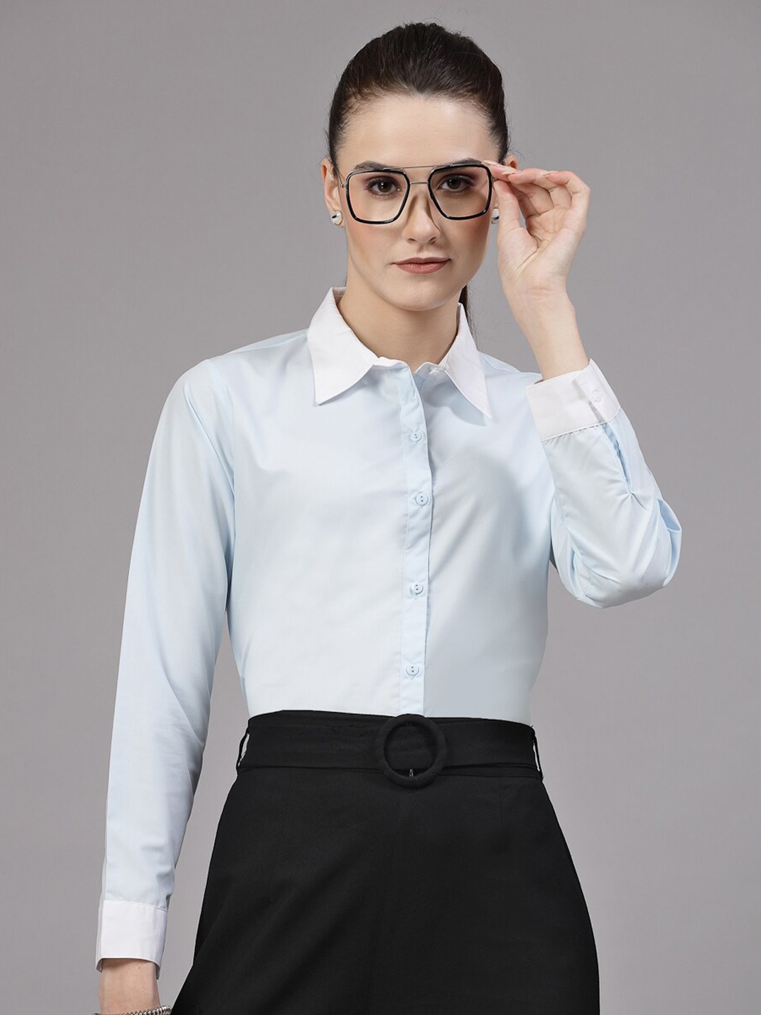 

Style Quotient Smart Spread Collar Formal Shirt, Blue