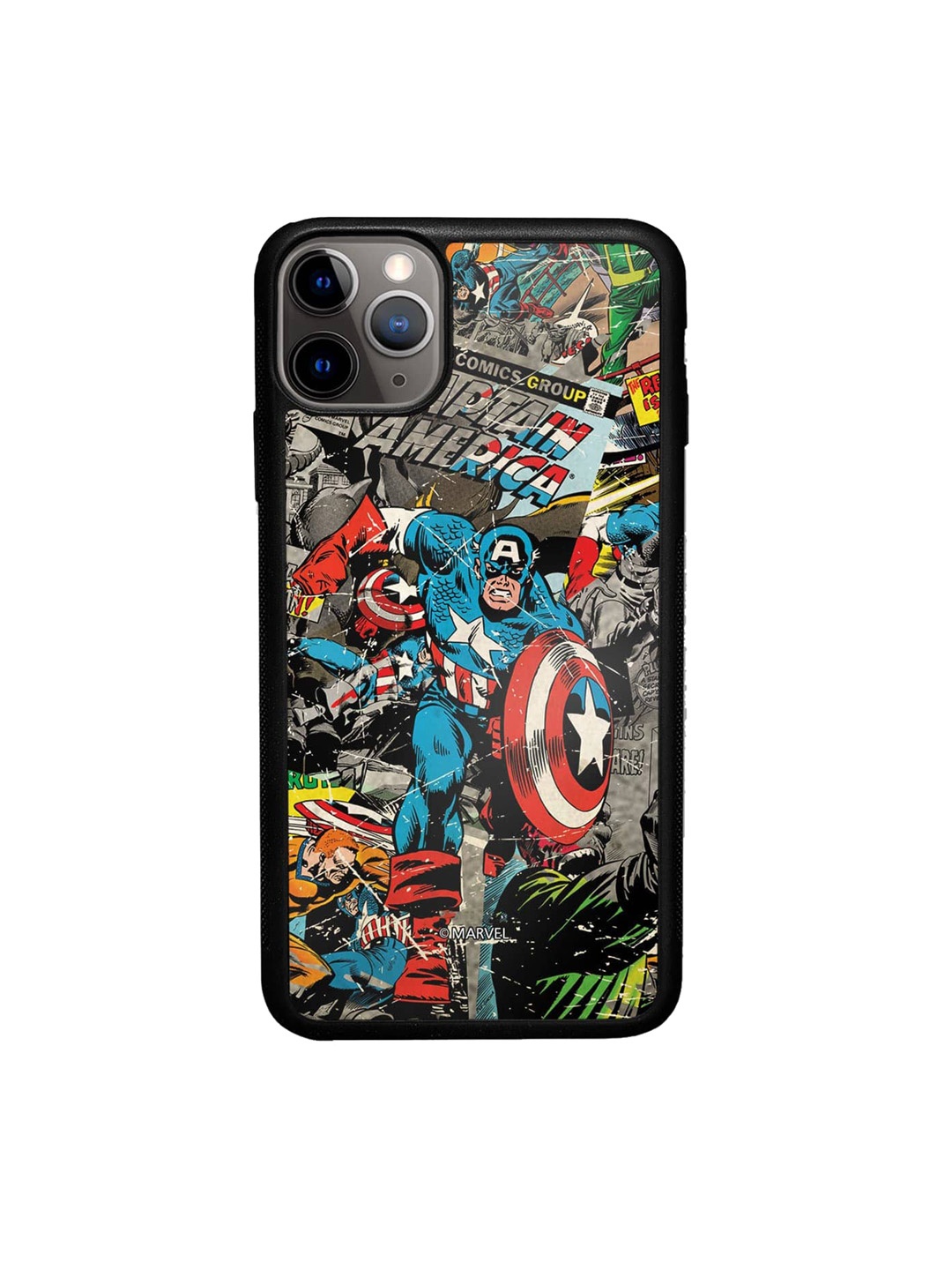 

macmerise Comic Captain America iPhone 11 Pro Bumper Case Cover, Black