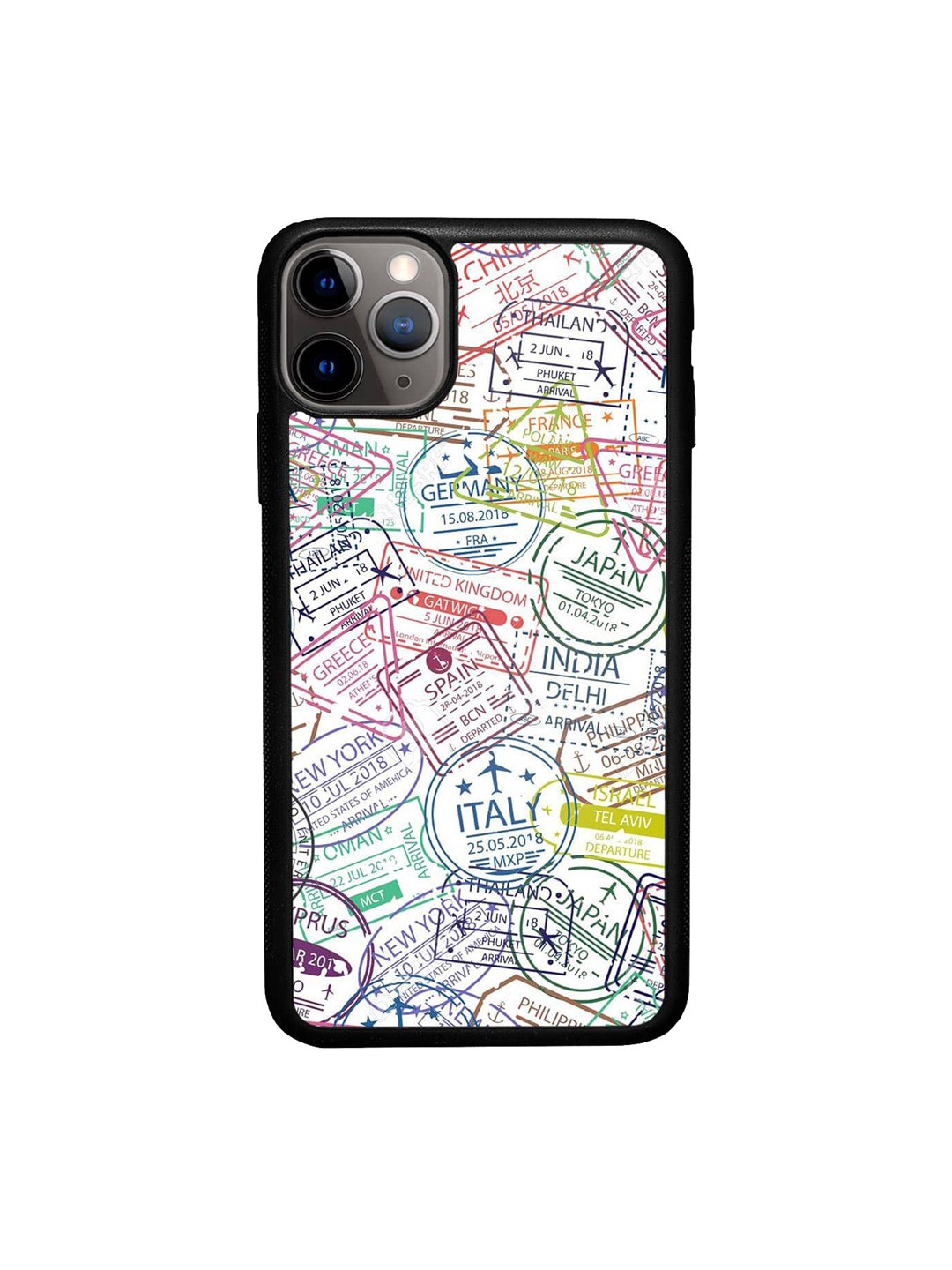 

macmerise Immigration Stamps Printed iPhone 11 Pro Bumper Phone Back Cover, White